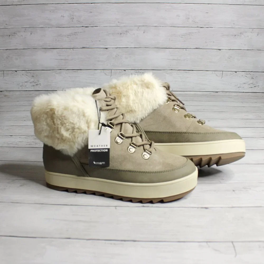 Koolaburra by Ugg Women's Winter Boots Size 8 Suede Leather Lace Fur